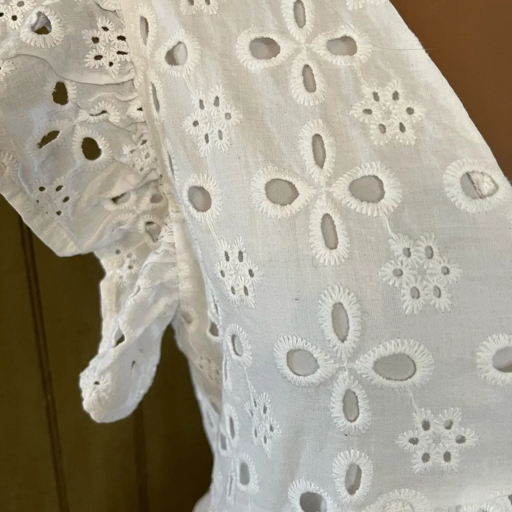 White cotton eyelet dress M - Picture 3 of 8